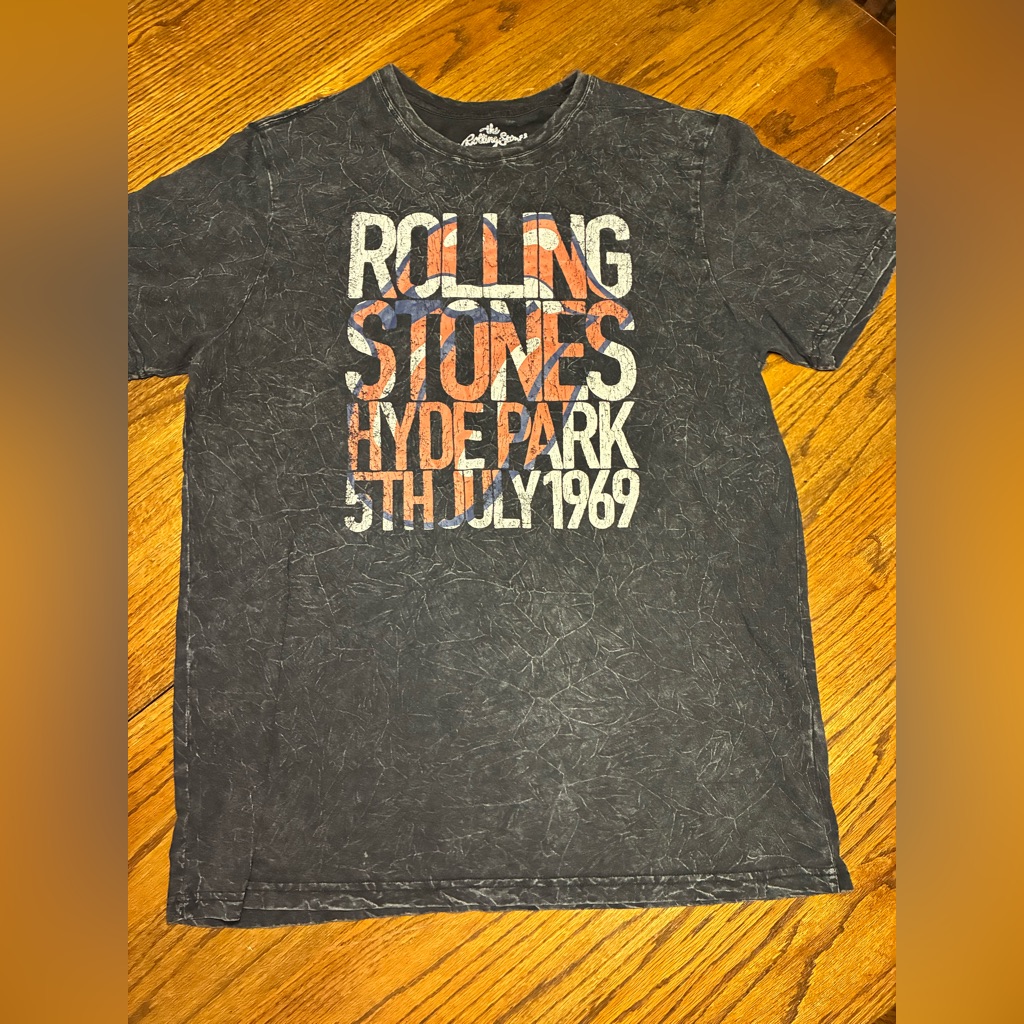 The Rolling Stones Hyde Park 1969 Graphic T-Shirt Xxl Gray Acid Wash Rock Band